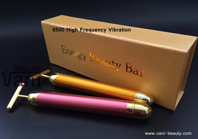 24k Gold BEAUTY BAR Facial Roller Massage Wrinkle Treatment Firming Bar with 6500 Frequency, V0021